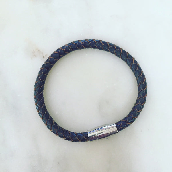 BRAIDED LEATHER BRACELET BROWN - Purple Lily