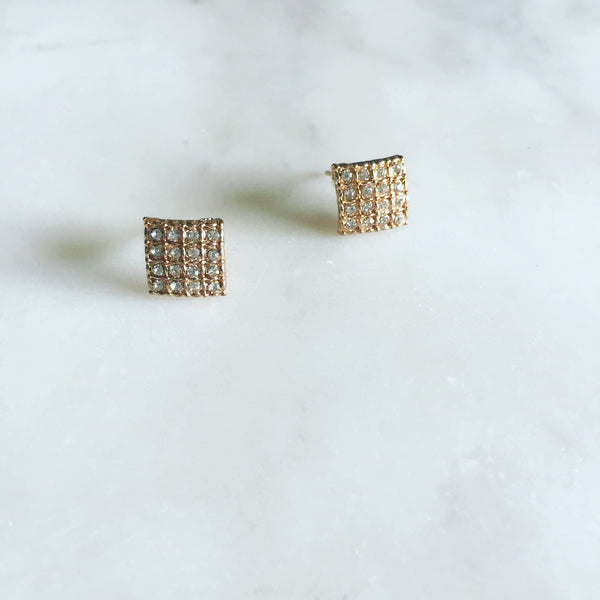 SQUARE PAVE STUDS - Purple Lily