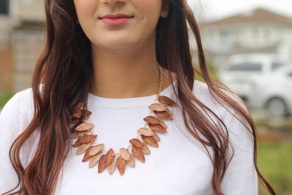 COPPER FEATHER BIB - Purple Lily