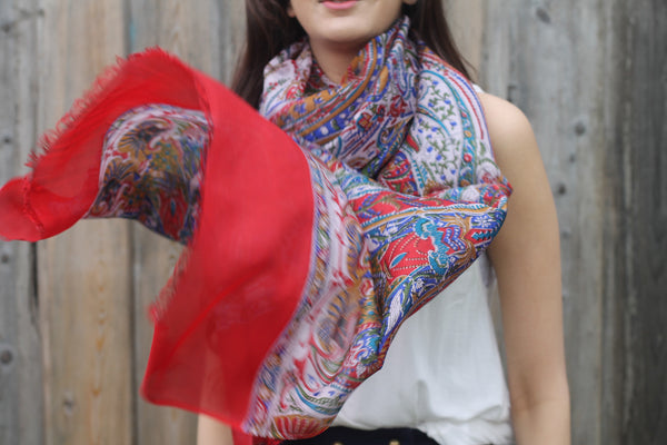 RED ZOYA SILK SCARF - Purple Lily