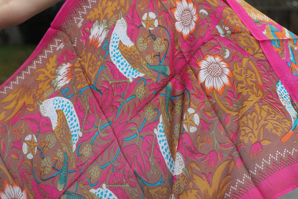 L'OISEAU SILK SCARF - Purple Lily