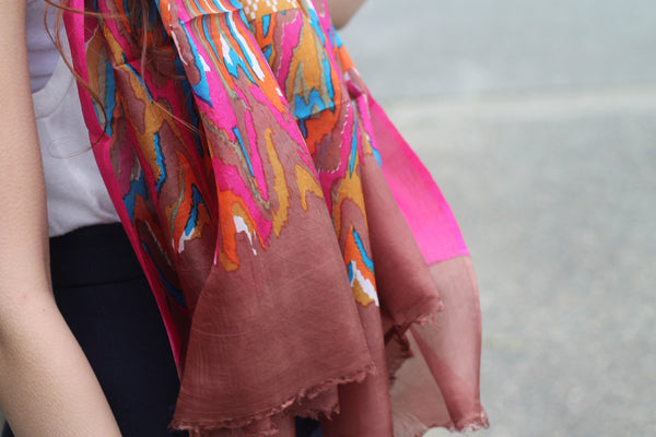 L'OISEAU SILK SCARF - Purple Lily