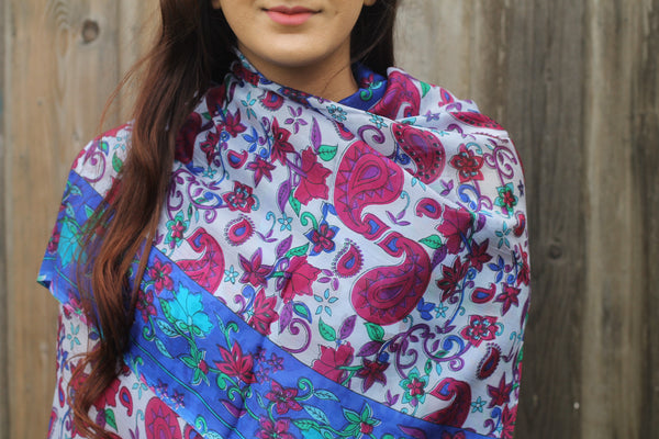 BELLES FLEURS SILK SCARF - Purple Lily
