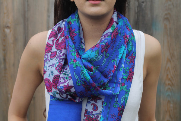 BELLES FLEURS SILK SCARF - Purple Lily