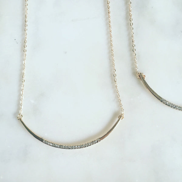 HALF MOON RHINESTONE NECKLACE - Purple Lily
