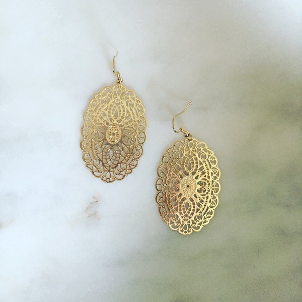 GOLD FILIGREE EARRINGS - Purple Lily