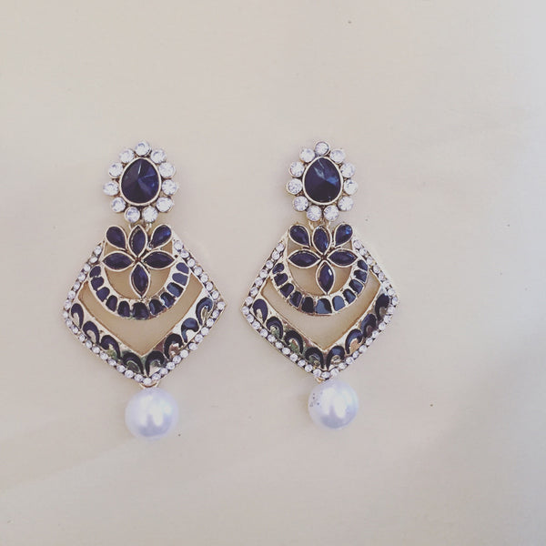 BLACK ENAMEL PAVE EARRINGS - Purple Lily