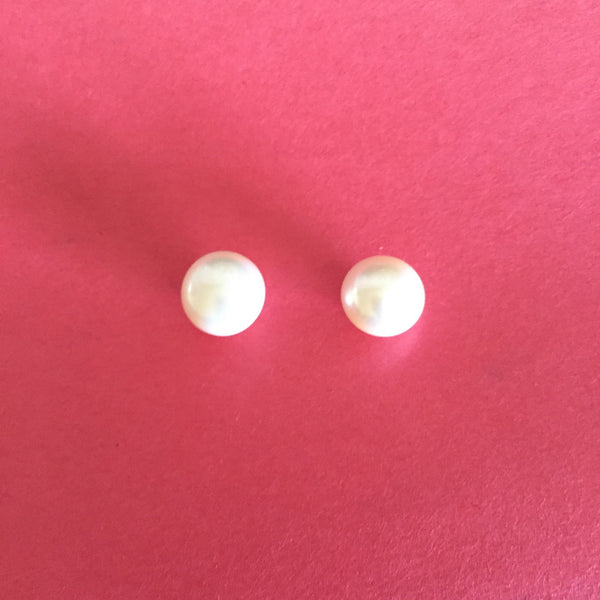 WHITE PEARL STUDS (LARGE) - Purple Lily